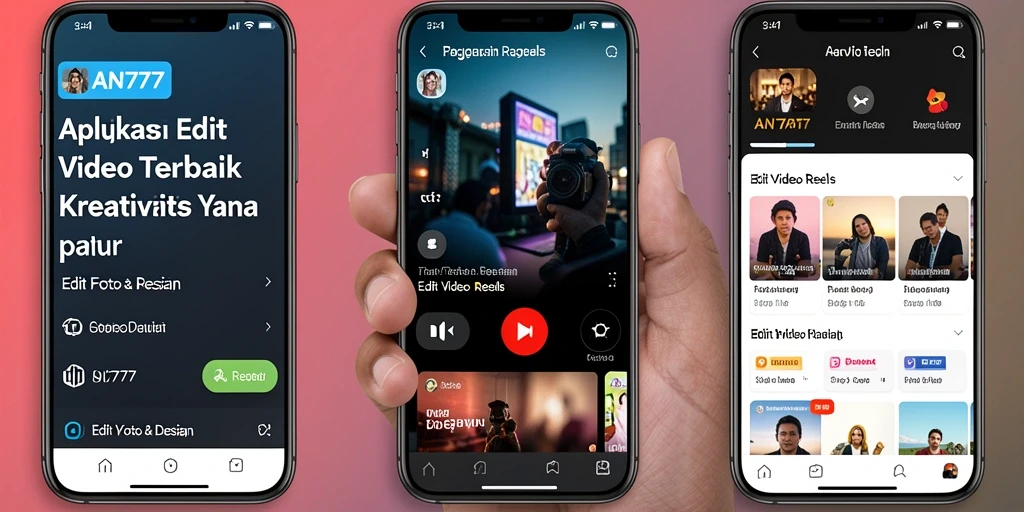 Antarmuka AN777 untuk mengedit video reels dengan mudah.