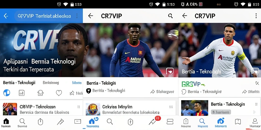 Tampilan antarmuka CR7VIP dengan berita teknologi terbaru.