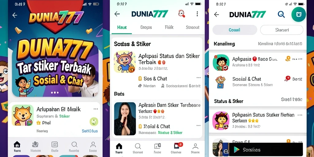 Tampilan antarmuka stiker DUNIA777 yang menarik dan user-friendly.