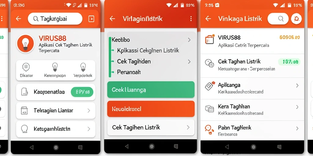 Tampilan antarmuka aplikasi Cek Tagihan Listrik VIRUS88 yang informatif.